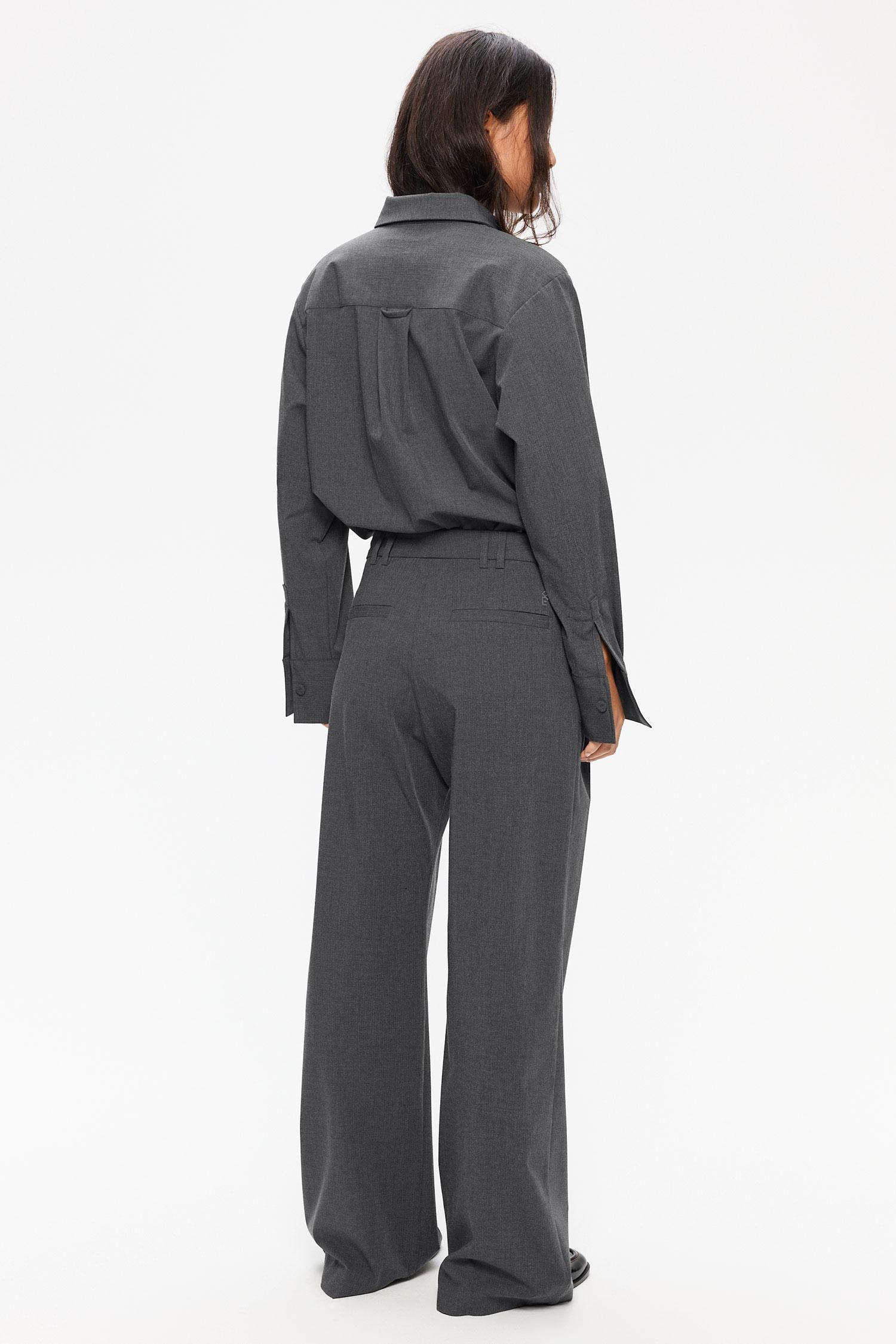 Elvine Dilay Mid Grey Melange Damen Bundfaltenhose Wide Leg grau